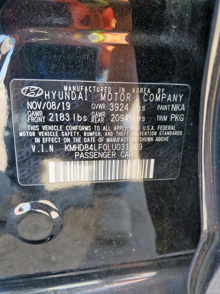 2020 Hyundai Elantra Sel VIN: KMHD84LF0LU031369 Lot: 85137615