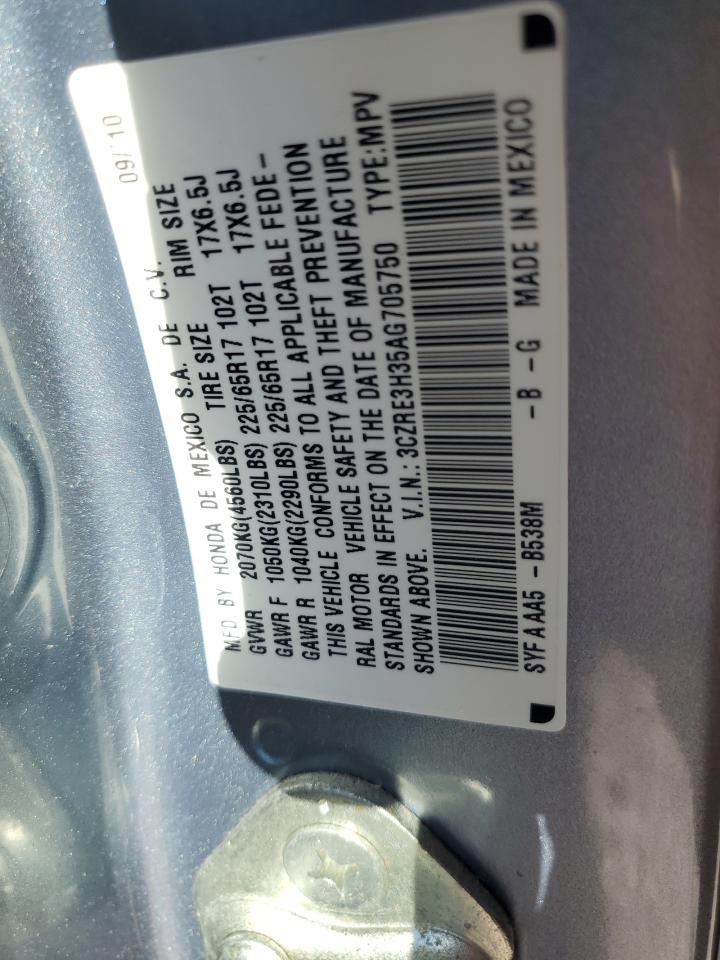 2010 Honda Cr-V Lx VIN: 3CZRE3H35AG705750 Lot: 85571335