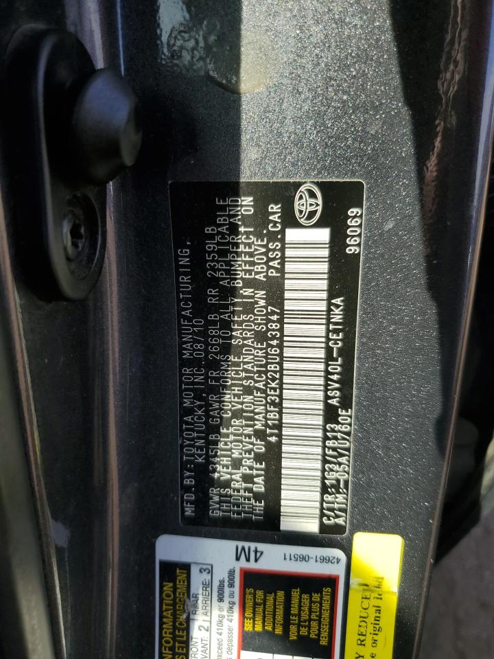 2011 Toyota Camry Base VIN: 4T1BF3EK2BU643847 Lot: 84174115