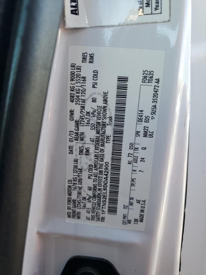 2013 Ford Econoline E250 Van VIN: 1FTNS2EL6DDA42900 Lot: 82672415