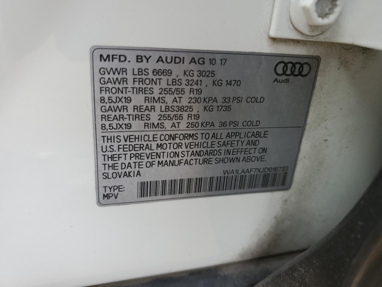 2018 Audi Q7 Premium Plus VIN: WA1LAAF7XJD016733 Lot: 90026315