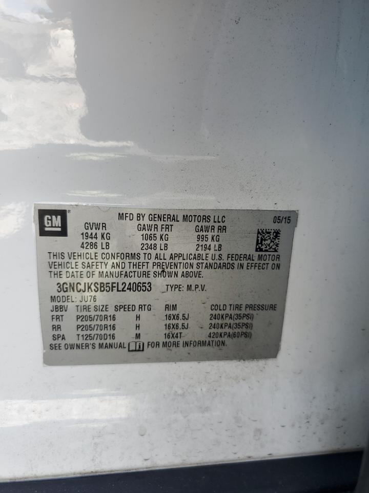 2015 Chevrolet Trax Ls VIN: 3GNCJKSB5FL240653 Lot: 82529445