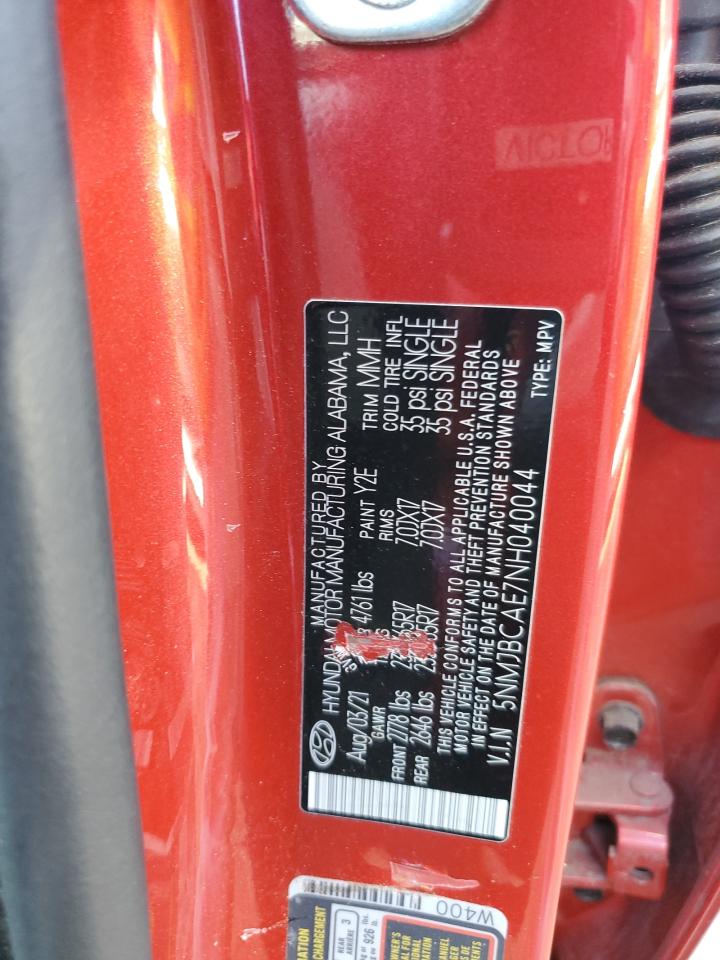 2022 Hyundai Tucson Sel VIN: 5NMJBCAE7NH040044 Lot: 82236985