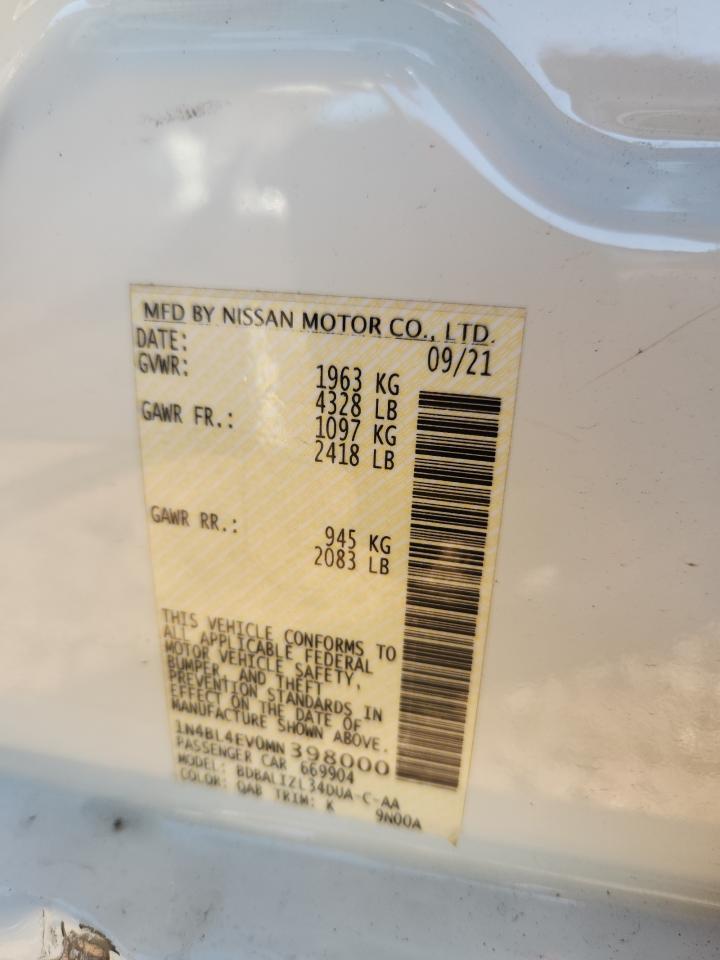 2021 Nissan Altima Sl VIN: 1N4BL4EV0MN398000 Lot: 82673335