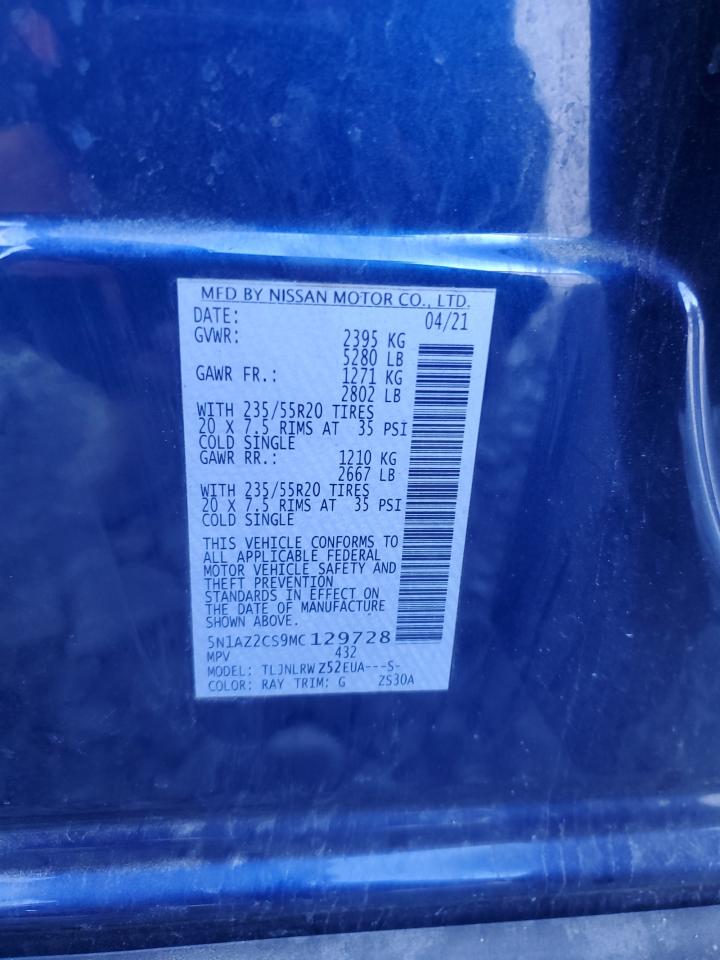 2021 Nissan Murano Sl VIN: 5N1AZ2CS9MC129728 Lot: 82207605