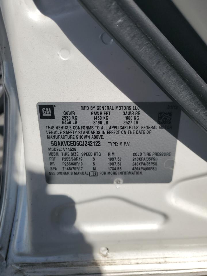 2012 Buick Enclave VIN: 5GAKVCED6CJ242122 Lot: 84522555