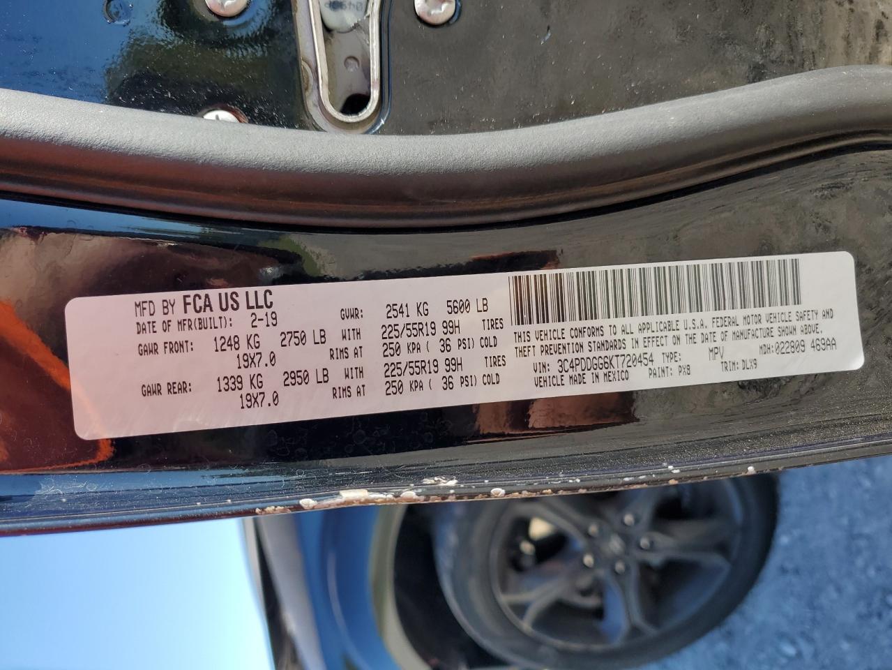 2019 Dodge Journey Crossroad VIN: 3C4PDDGG6KT720454 Lot: 84762415