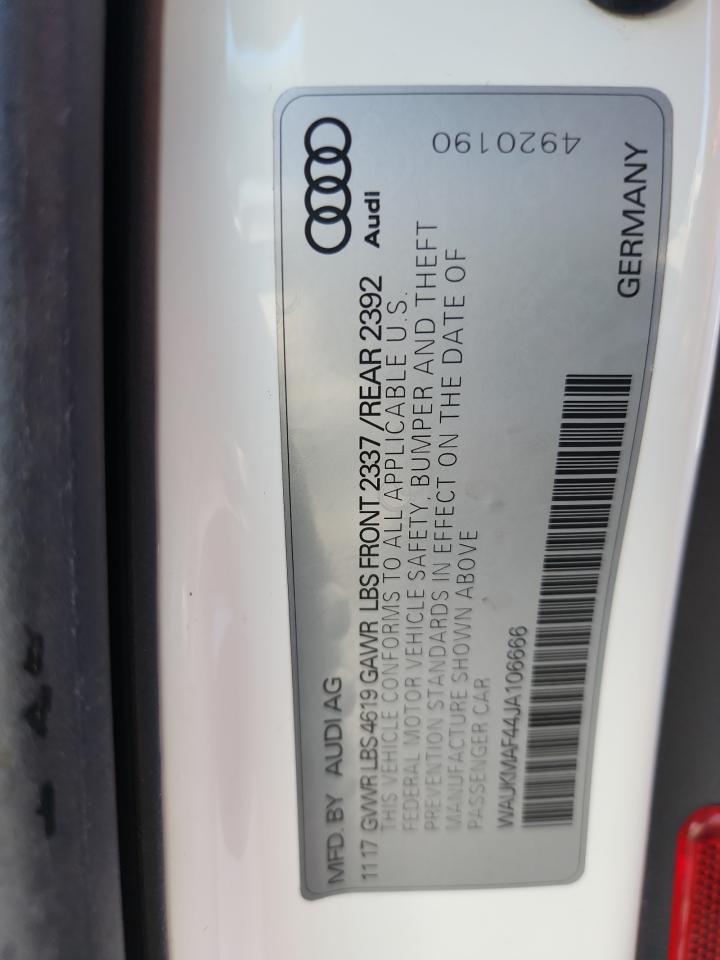 2018 Audi A4 Premium VIN: WAUKMAF44JA106666 Lot: 85520355