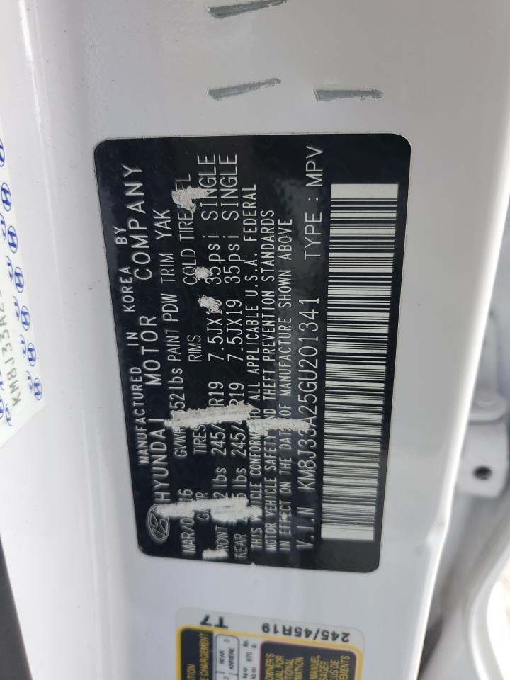 2016 Hyundai Tucson Limited VIN: KM8J33A25GU201341 Lot: 85669515