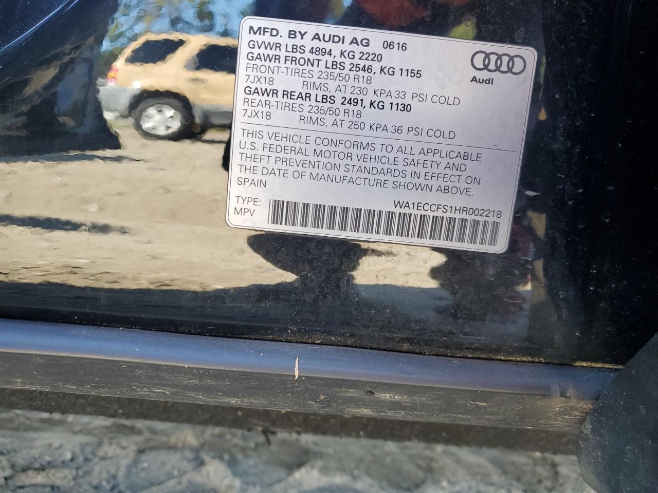 2017 Audi Q3 Premium VIN: WA1ECCFS1HR002218 Lot: 85546615