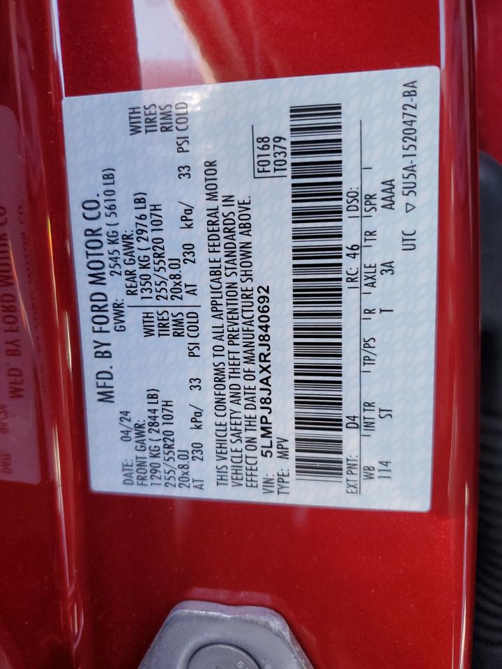 2024 Lincoln Nautilus Premiere VIN: 5LMPJ8JAXRJ840692 Lot: 82665845