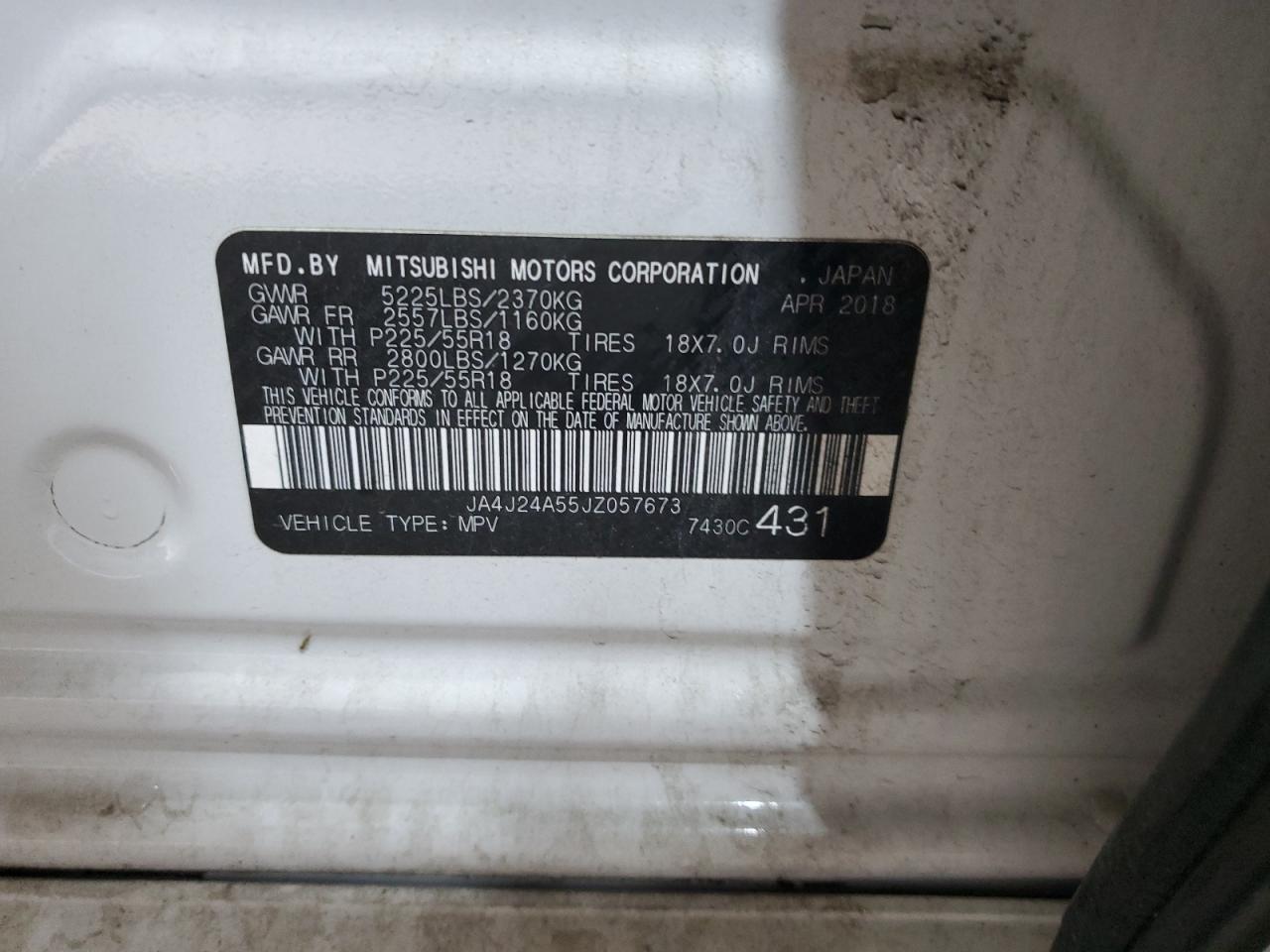 2018 Mitsubishi Outlander Se VIN: JA4J24A55JZ057673 Lot: 86435715