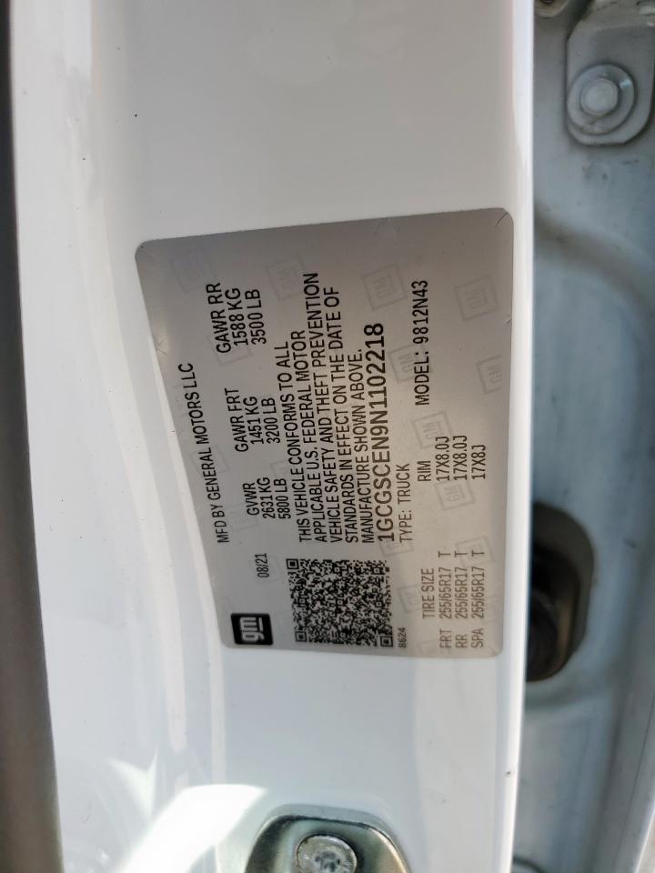 2022 Chevrolet Colorado Lt VIN: 1GCGSCEN9N1102218 Lot: 82219005