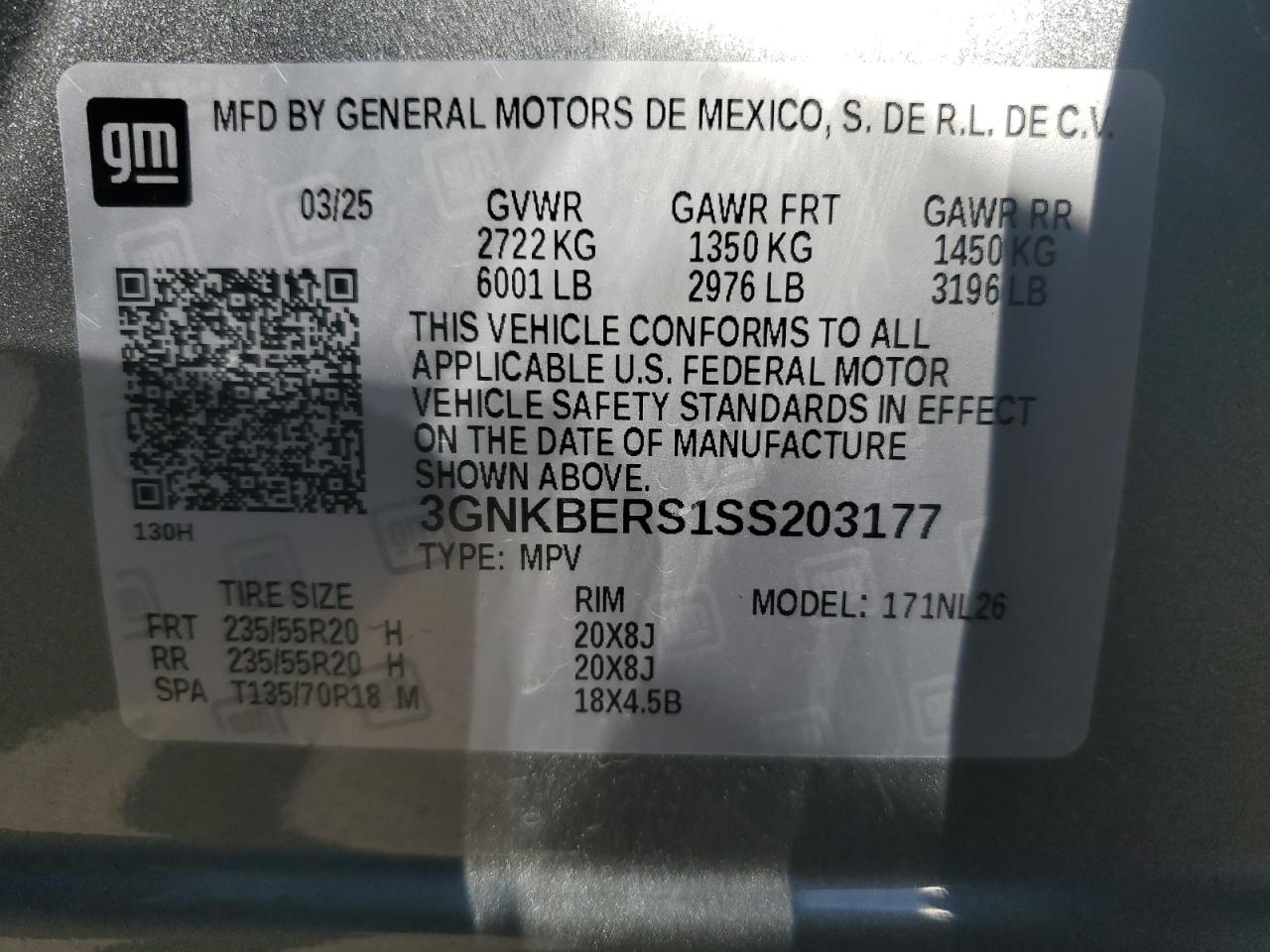 2025 Chevrolet Blazer Rs VIN: 3GNKBERS1SS203177 Lot: 87274505