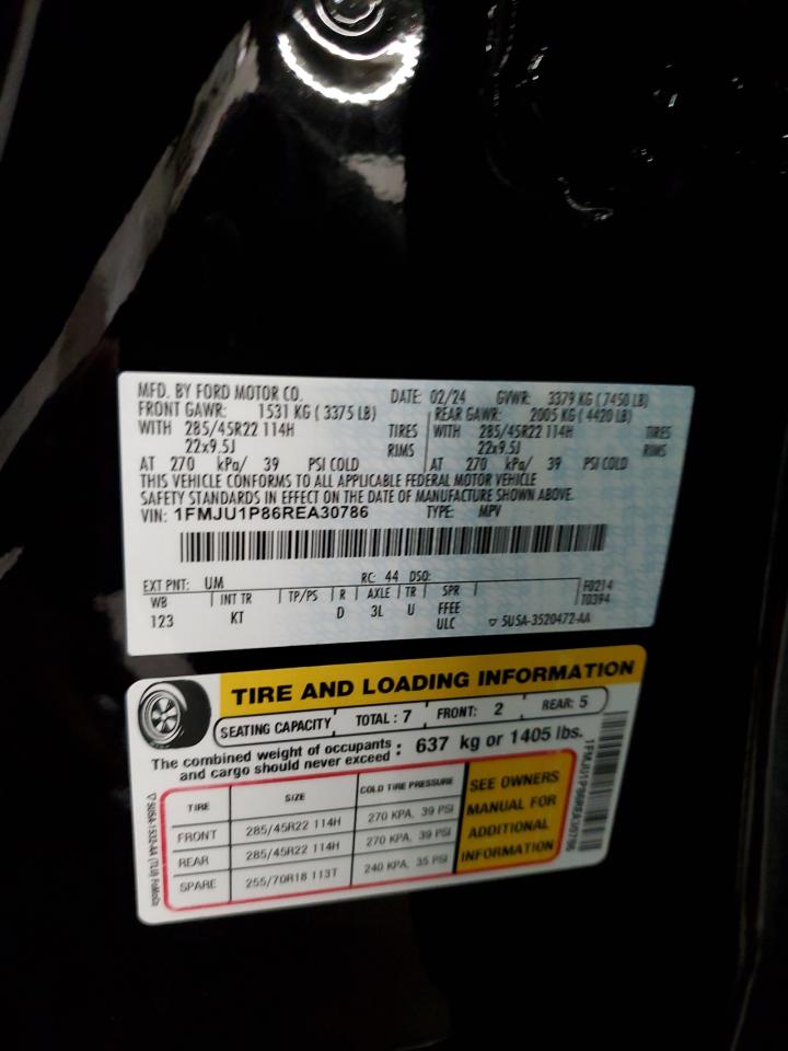 2024 Ford Expedition King Ranch VIN: 1FMJU1P86REA30786 Lot: 82223995