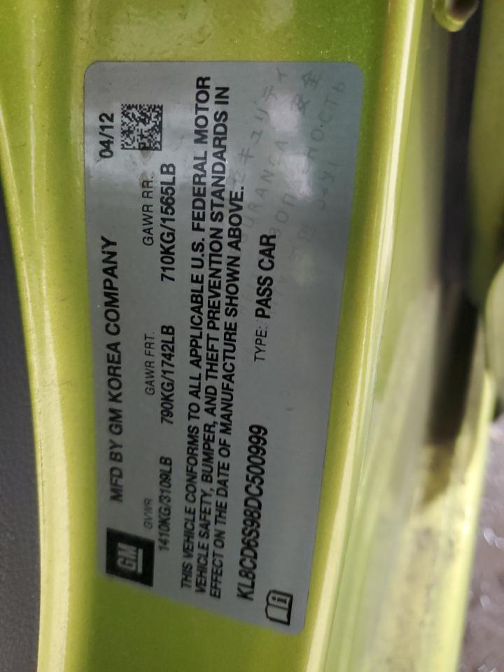 2013 Chevrolet Spark 1Lt VIN: KL8CD6S98DC500999 Lot: 82606895