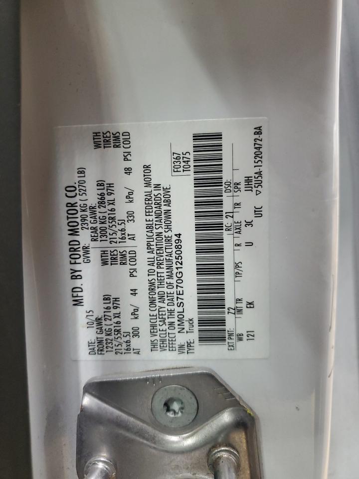 2016 Ford Transit Connect Xl VIN: NM0LS7E70G1250894 Lot: 89913675