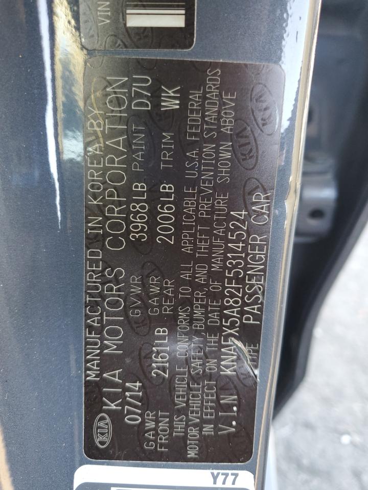 2015 Kia Forte Ex VIN: KNAFX5A82F5314524 Lot: 90128525