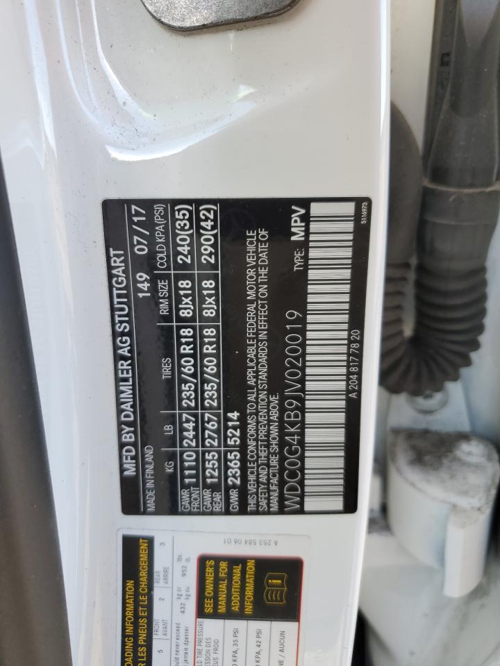 2018 Mercedes-Benz Glc 300 4Matic VIN: WDC0G4KB9JV020019 Lot: 87005475