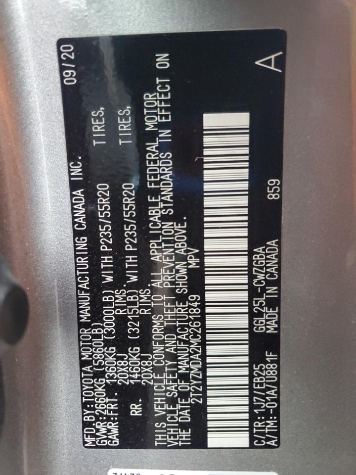 2021 Lexus Rx 350 F Sport VIN: 2T2YZMDA2MC261849 Lot: 89896315