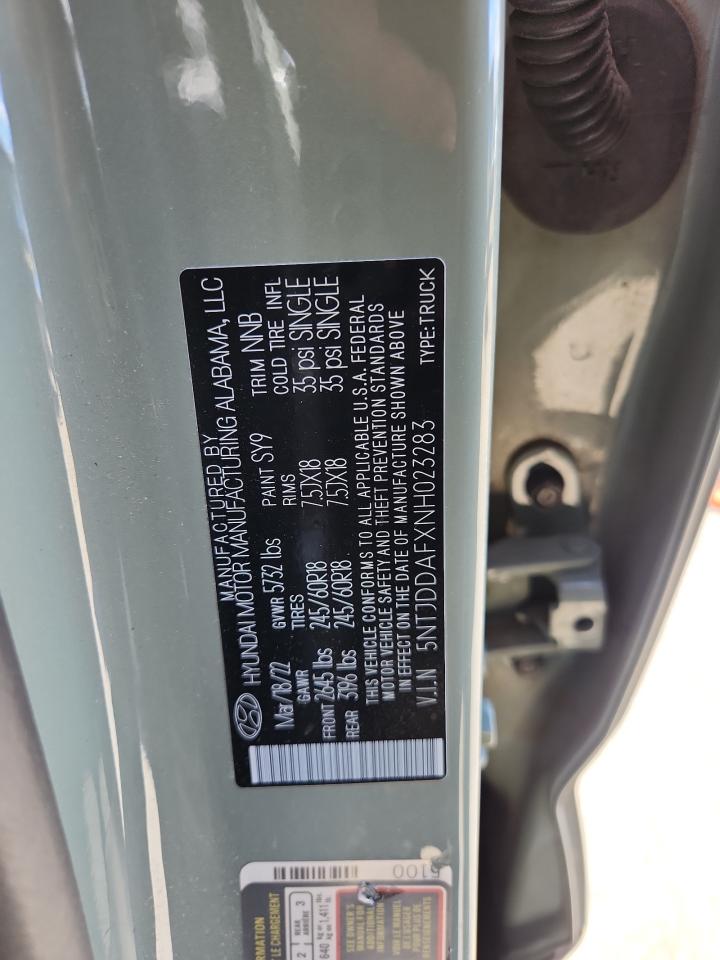 2022 Hyundai Santa Cruz Sel Premium VIN: 5NTJDDAFXNH023283 Lot: 84939985