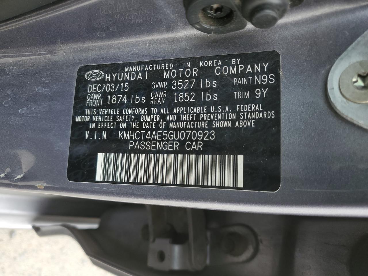 2016 Hyundai Accent Se VIN: KMHCT4AE5GU070923 Lot: 86518235