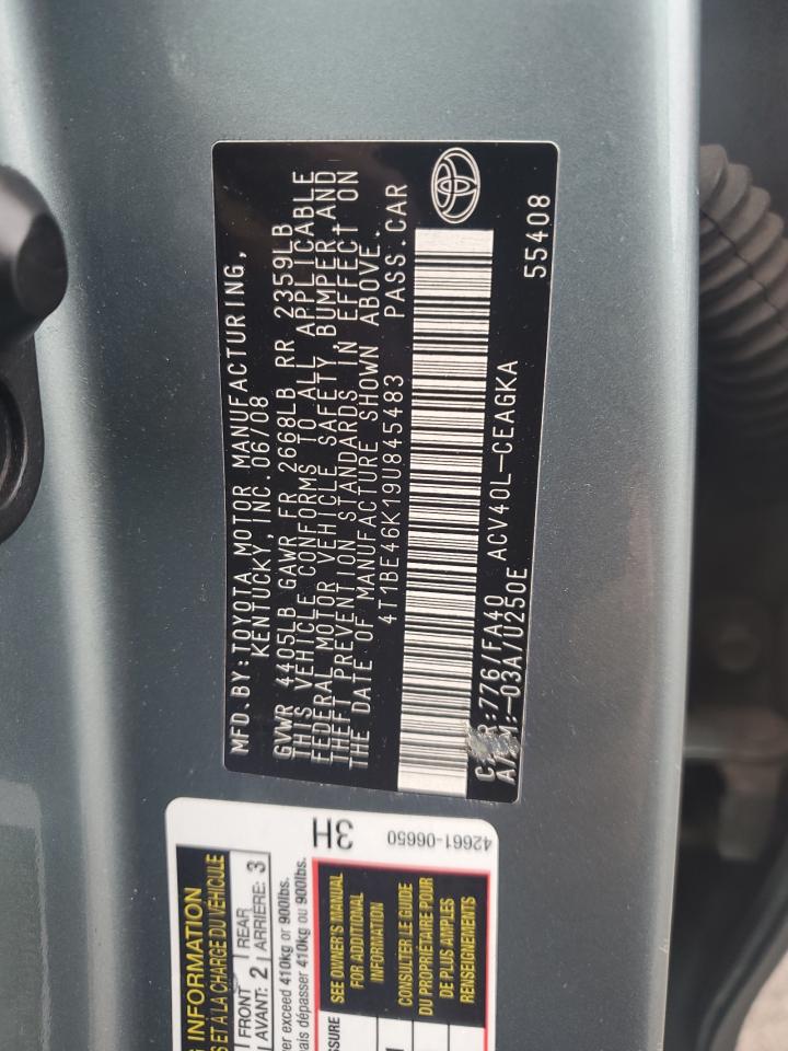 2009 Toyota Camry Base VIN: 4T1BE46K19U845483 Lot: 85868165