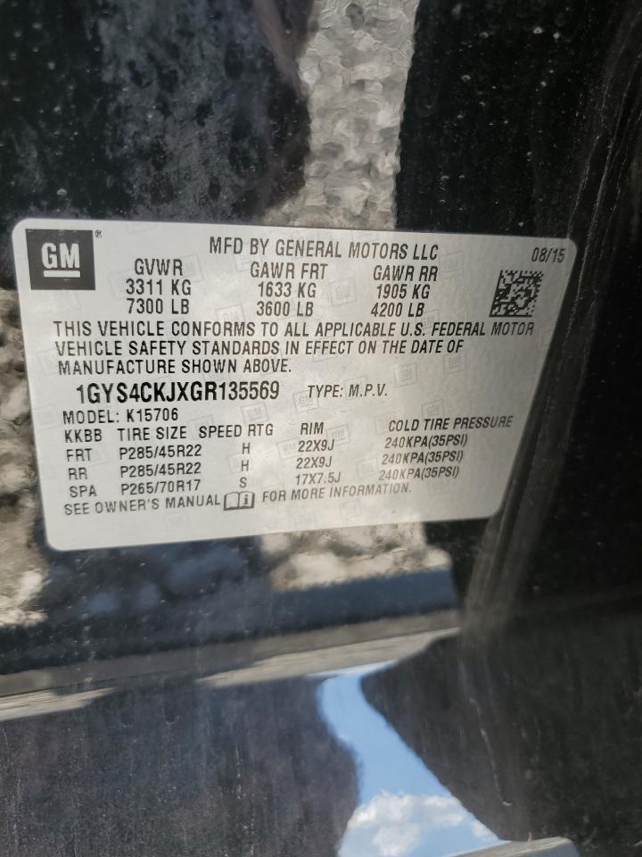 2016 Cadillac Escalade Premium VIN: 1GYS4CKJXGR135569 Lot: 82001925