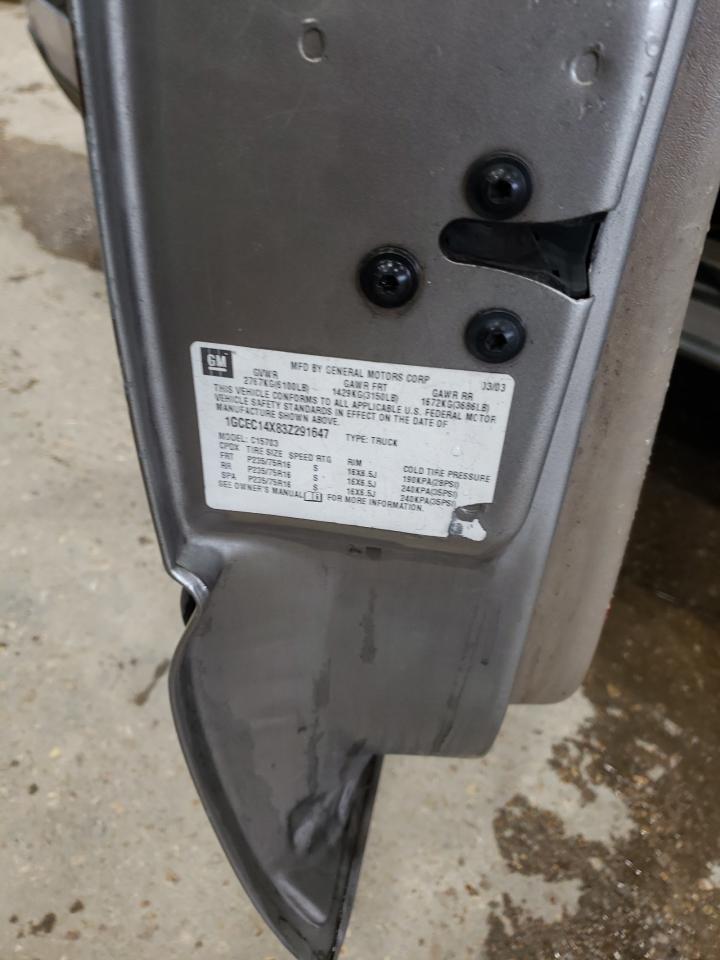 2003 Chevrolet Silverado C1500 VIN: 1GCEC14X83Z291647 Lot: 84593145