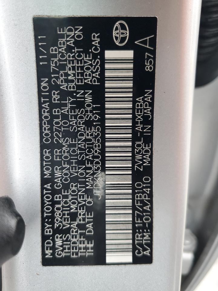 2011 Toyota Prius VIN: JTDKN3DU9B5351911 Lot: 82429335