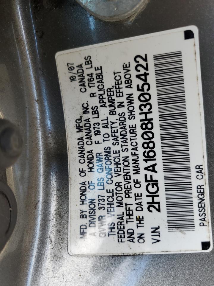 2008 Honda Civic Ex VIN: 2HGFA16808H305422 Lot: 85662435