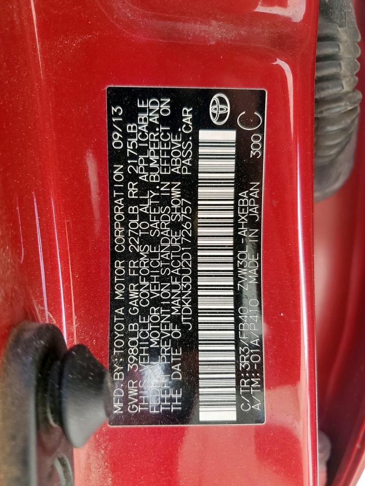 2013 Toyota Prius VIN: JTDKN3DU2D1726757 Lot: 84603555