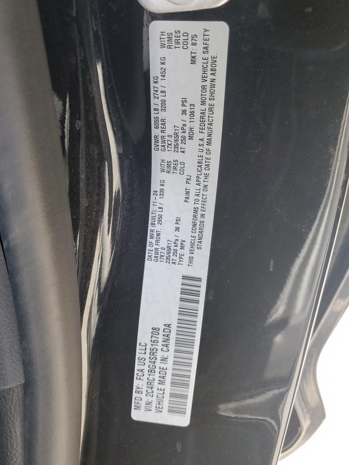2025 Chrysler Pacifica Select VIN: 2C4RC1BG4SR516708 Lot: 89666685