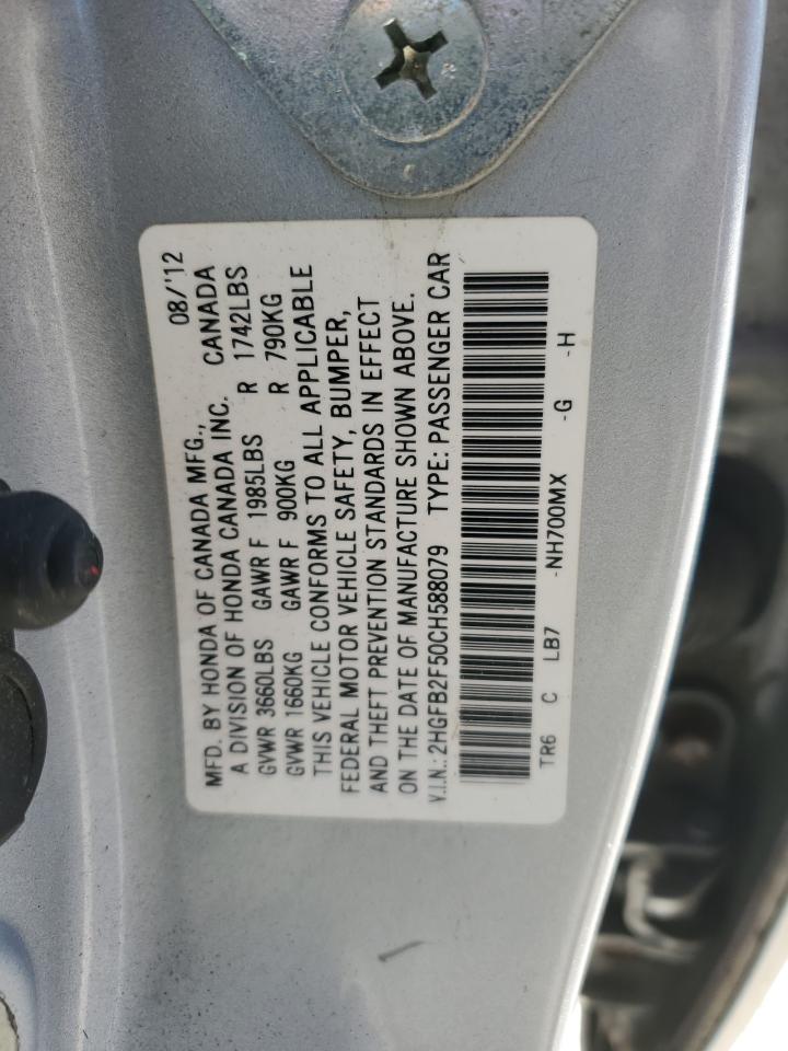 2012 Honda Civic Lx VIN: 2HGFB2F50CH588079 Lot: 82359365