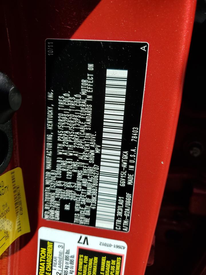 2011 Toyota Venza VIN: 4T3BK3BB7BU062707 Lot: 81970985