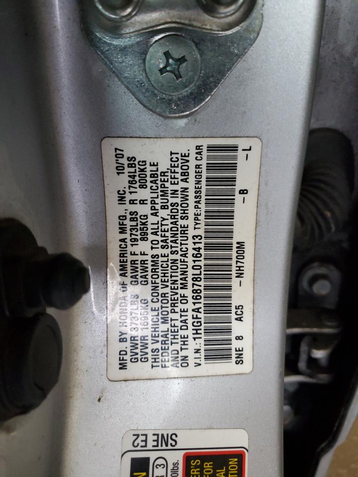 2008 Honda Civic Ex VIN: 1HGFA16878L016413 Lot: 90095475