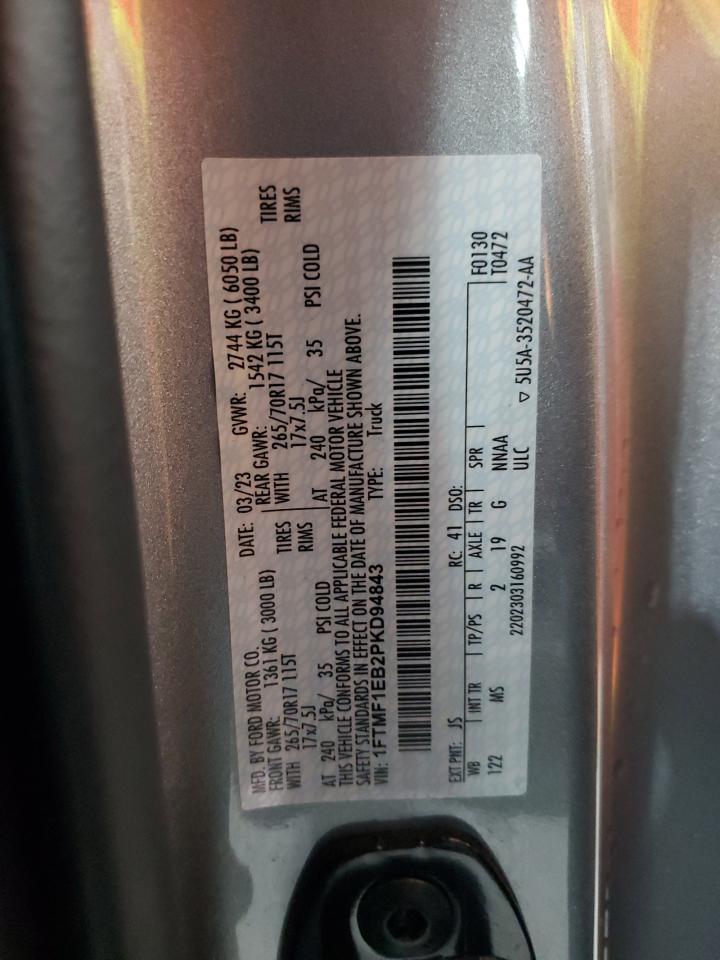 2023 Ford F150 VIN: 1FTMF1EB2PKD94843 Lot: 86701945