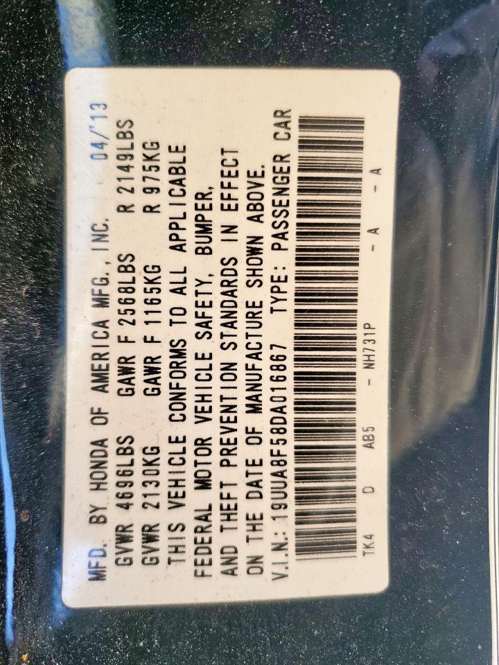 2013 Acura Tl Tech VIN: 19UUA8F58DA016867 Lot: 90512335