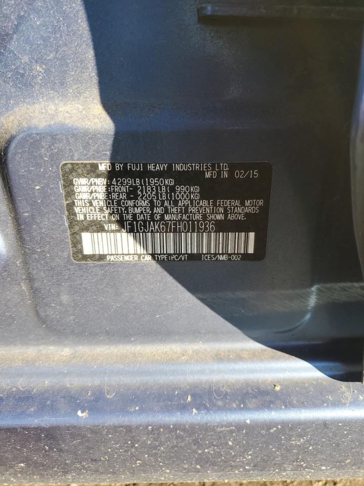 2015 Subaru Impreza Premium Plus VIN: JF1GJAK67FH011936 Lot: 82347145