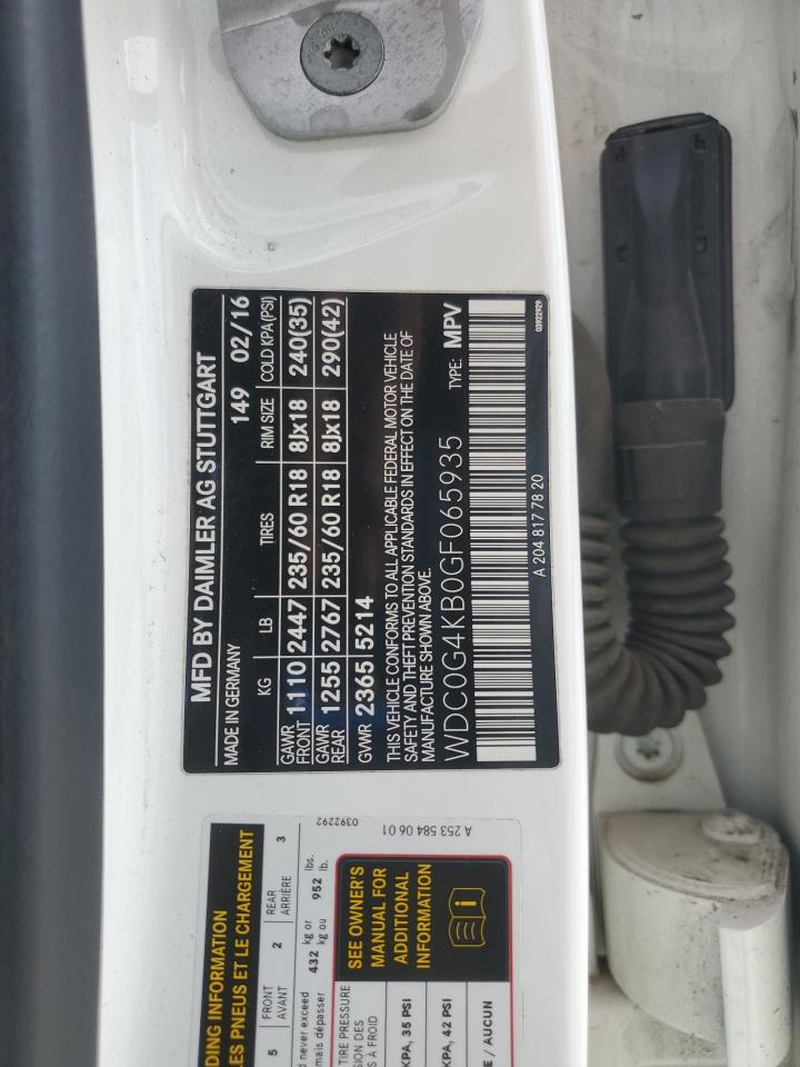 2016 Mercedes-Benz Glc 300 4Matic VIN: WDC0G4KB0GF065935 Lot: 84887715