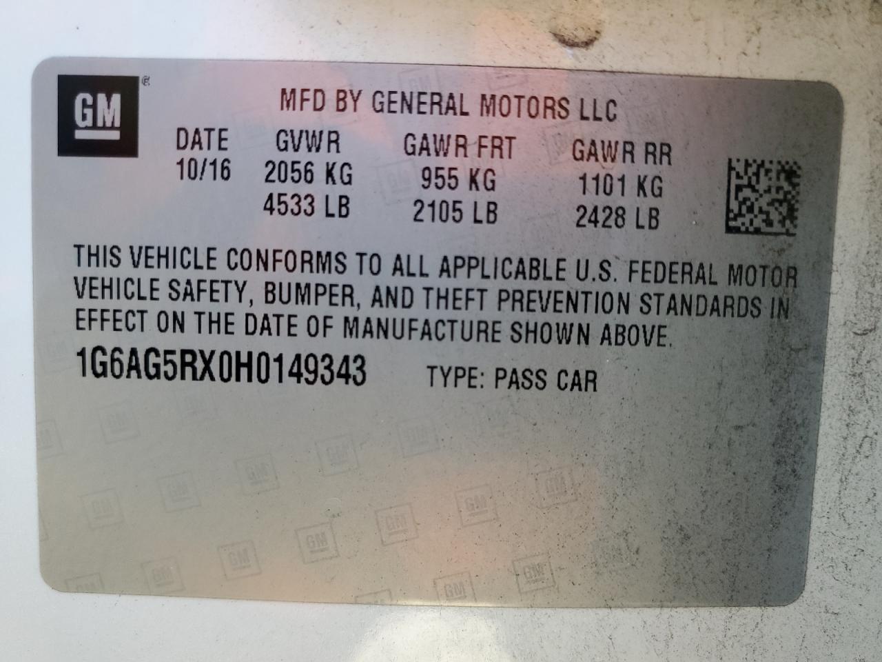 2017 Cadillac Ats VIN: 1G6AG5RX0H0149343 Lot: 87308385