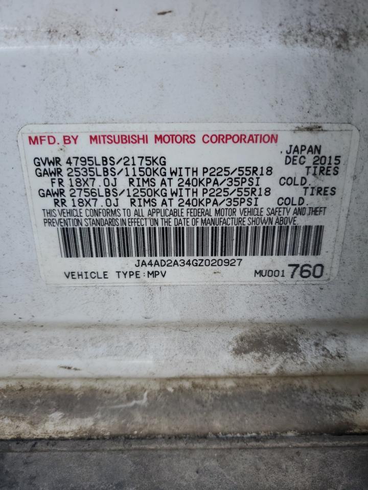 2016 Mitsubishi Outlander Es VIN: JA4AD2A34GZ020927 Lot: 82345905