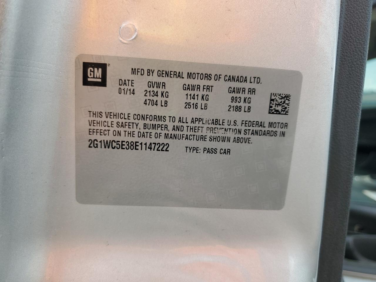 2014 Chevrolet Impala Limited Ltz VIN: 2G1WC5E38E1147222 Lot: 82001215