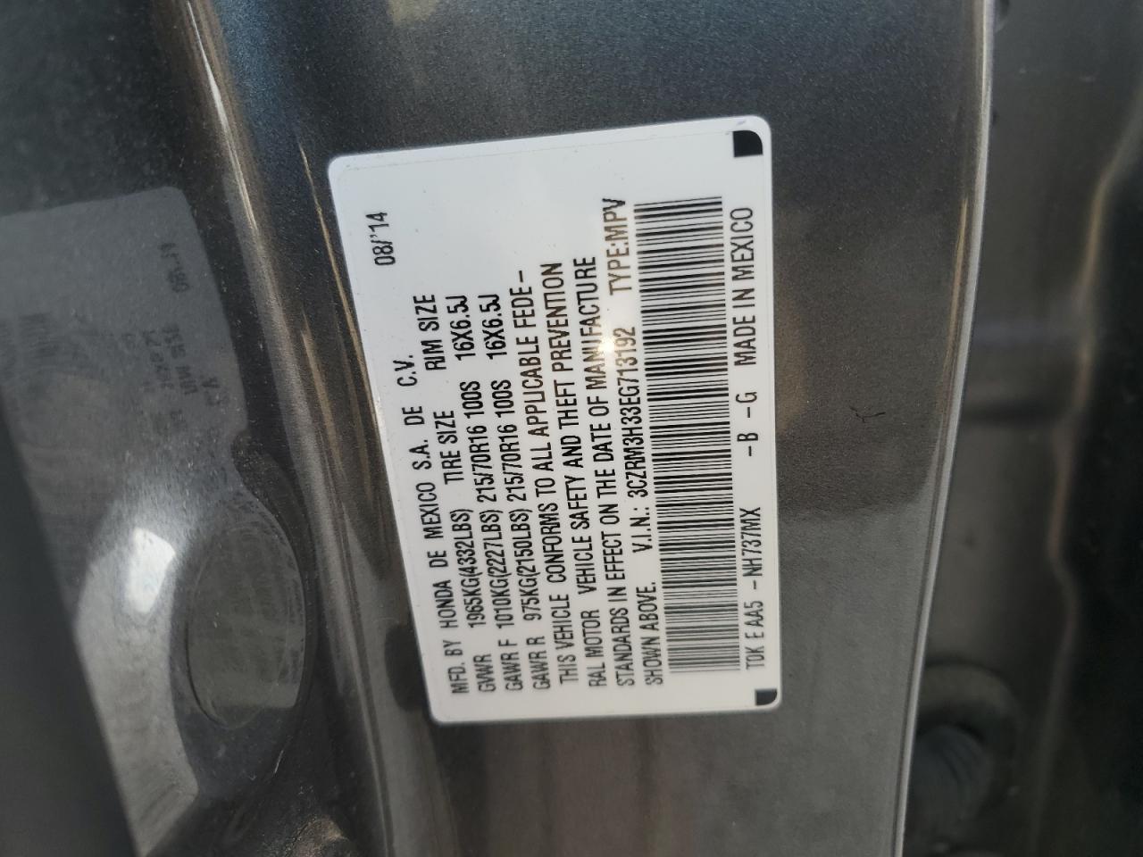 2014 Honda Cr-V Lx VIN: 3CZRM3H33EG713192 Lot: 89739355