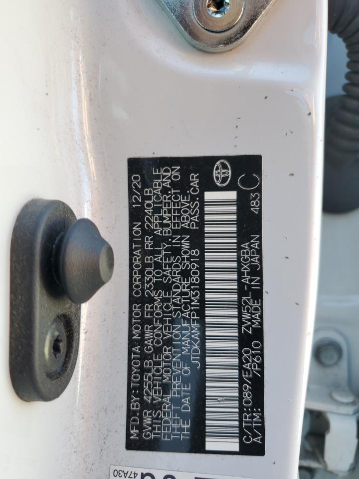 2021 Toyota Prius Prime Le VIN: JTDKAMFP1M3180918 Lot: 84627045