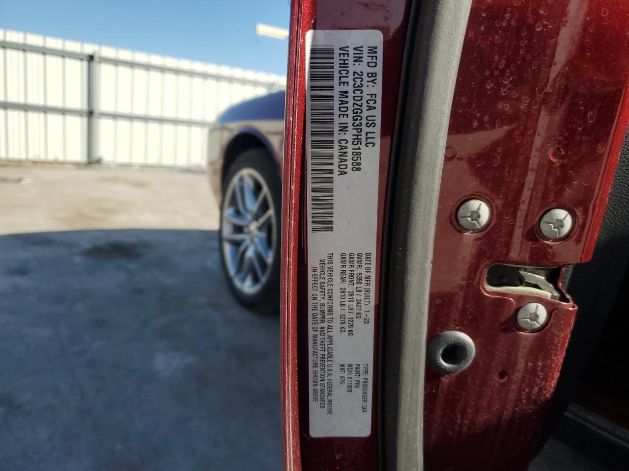 2023 Dodge Challenger Sxt VIN: 2C3CDZGG3PH518588 Lot: 82481575