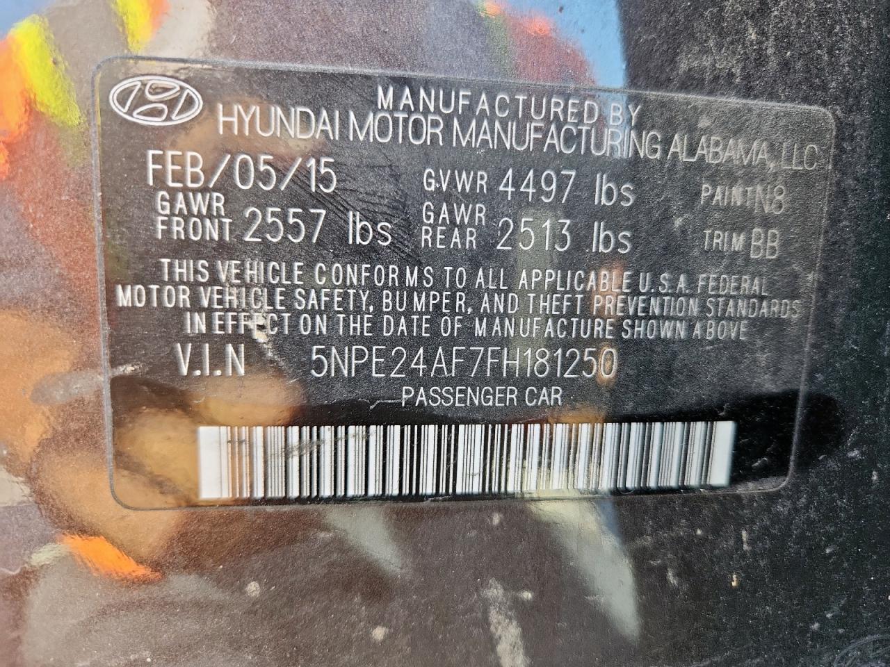 2015 Hyundai Sonata Se VIN: 5NPE24AF7FH181250 Lot: 82435835