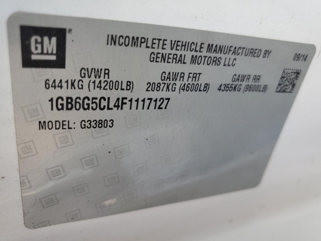 2015 Chevrolet Express G4500 VIN: 1GB6G5CL4F1117127 Lot: 85515175