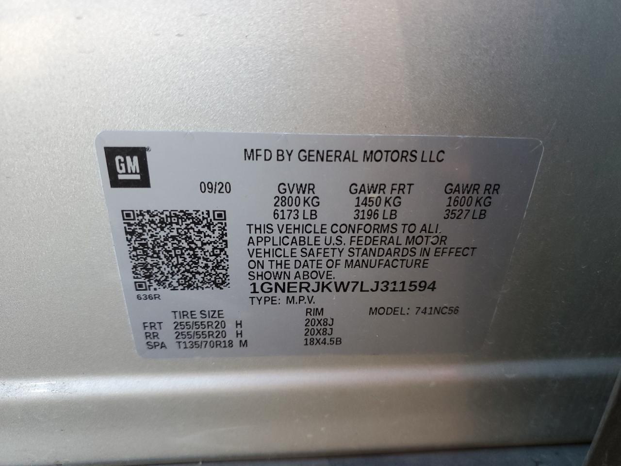 2020 Chevrolet Traverse Rs VIN: 1GNERJKW7LJ311594 Lot: 86447505