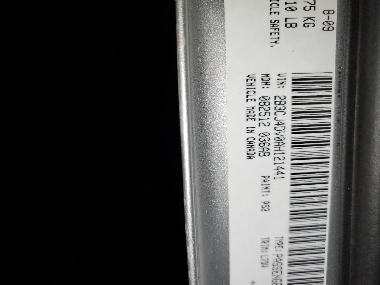 2010 Dodge Challenger VIN: 2B3CJ4DV0AH121441 Lot: 91147855